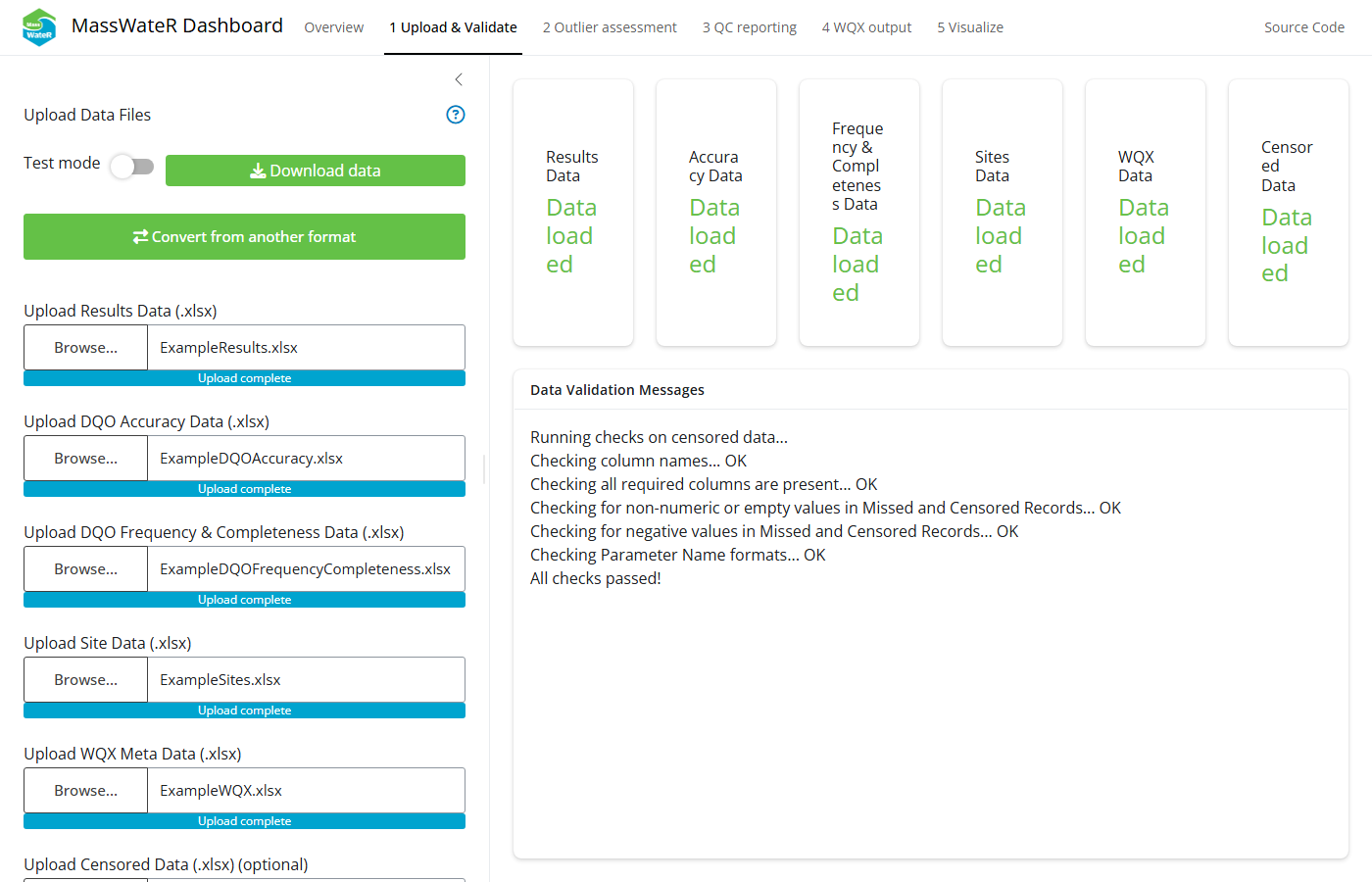 The Upload & Validate tab.